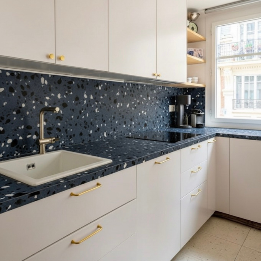 REVESTIMIENTO TERRAZO AZUL